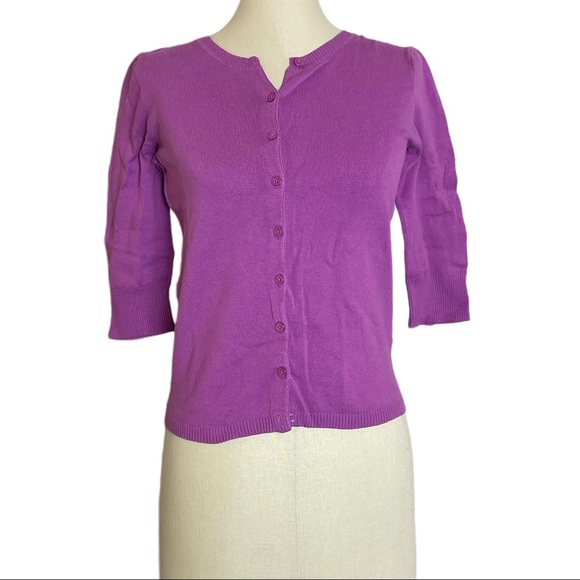 bp Sweaters - BP purple crew neck 1/2 sleeve cropped cardigan